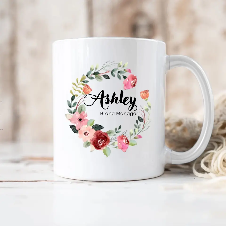 Floral Congratulation on Your Promotion Gift for Coworker Mentor Accent Mug - Image 2