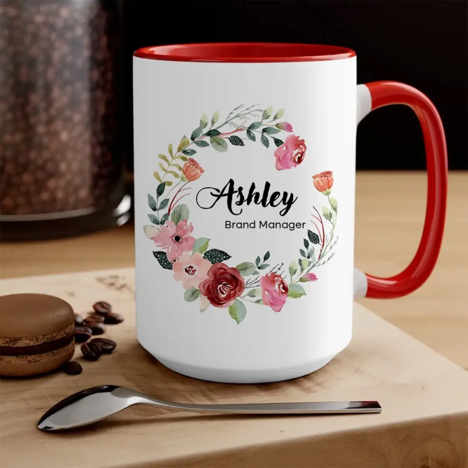 Floral Congratulation on Your Promotion Gift for Coworker Mentor Accent Mug - Image 6
