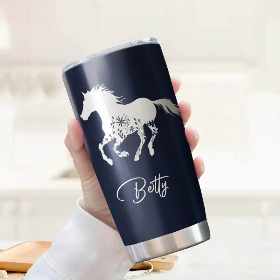 Floral Horse, 20oz Cowgirl Tumbler Stainless Steel Tumbler - Image 10