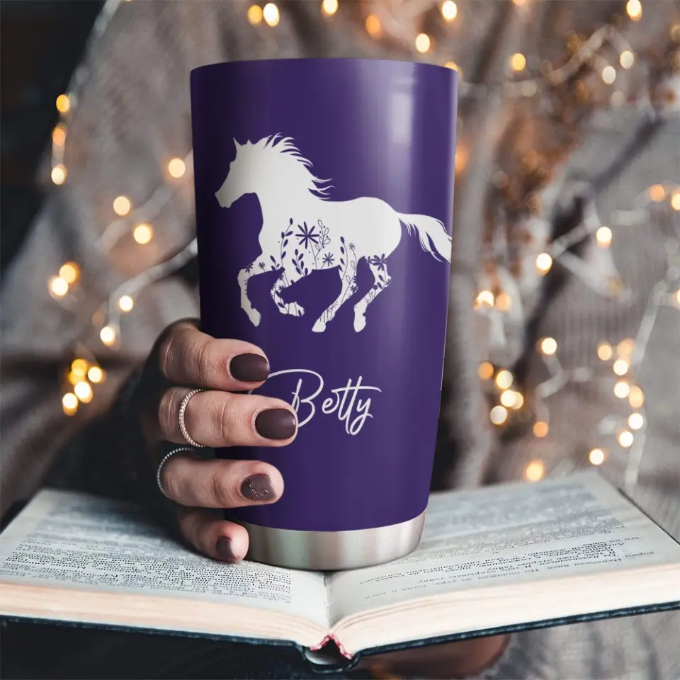 Floral Horse, 20oz Cowgirl Tumbler Stainless Steel Tumbler - Image 3