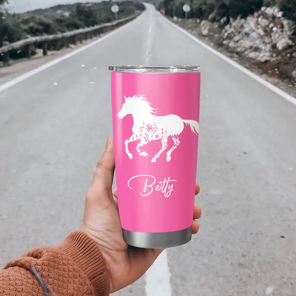 Floral Horse, 20oz Cowgirl Tumbler Stainless Steel Tumbler - Image 4
