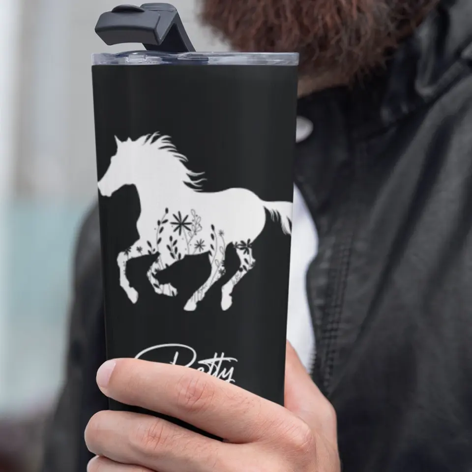 Floral Horse, 20oz Cowgirl Tumbler Stainless Steel Tumbler - Image 5