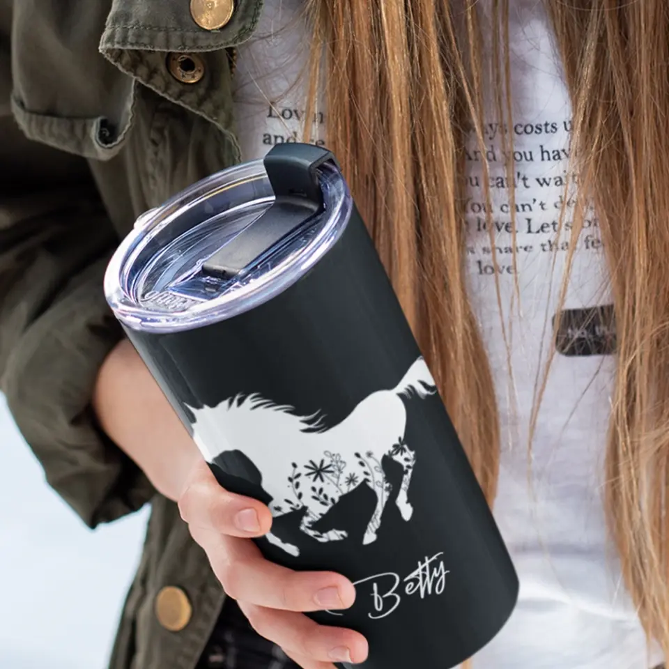Floral Horse, 20oz Cowgirl Tumbler Stainless Steel Tumbler - Image 7