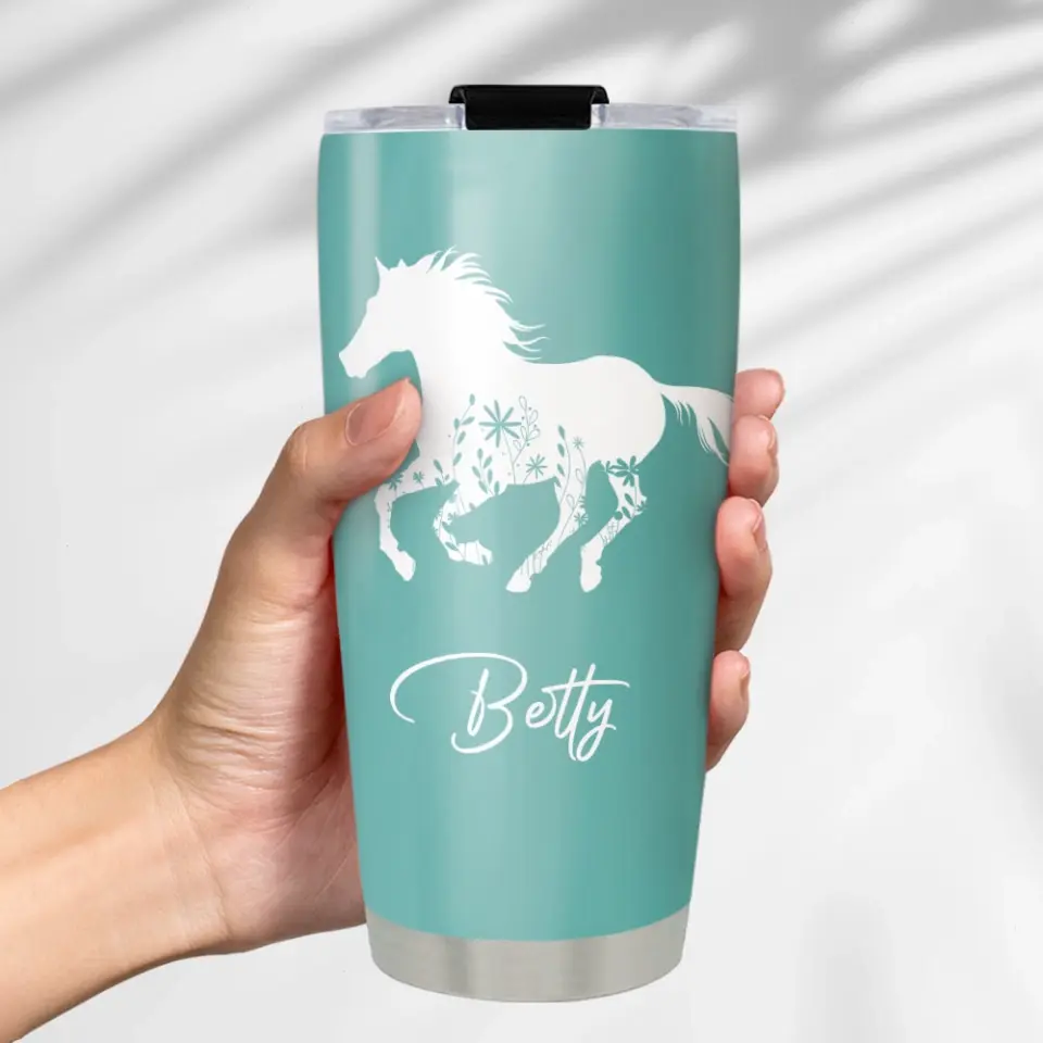Floral Horse, 20oz Cowgirl Tumbler Stainless Steel Tumbler - Image 8
