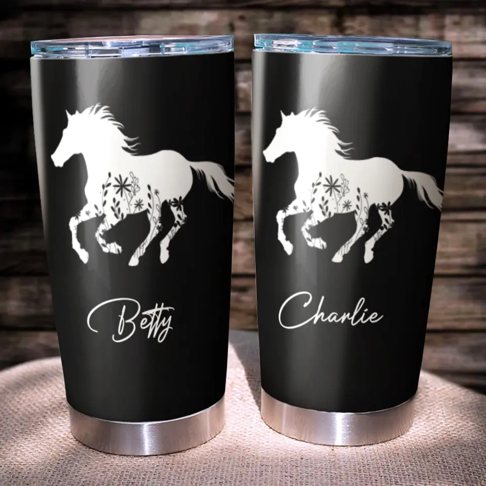 Floral Horse, 20oz Cowgirl Tumbler Stainless Steel Tumbler - Image 9