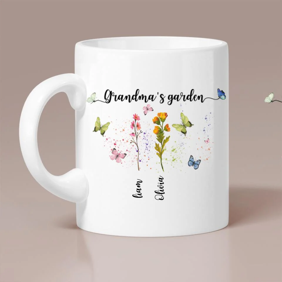 Flower Style Grandma's Garden Custom Mug Gift For Grandma