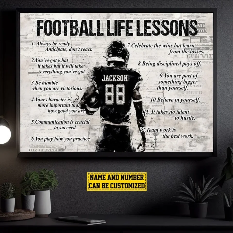 Football Life Lessons - Personalized Canvas Print - Football Poster Print -  Football Gift For Boy, Man, Fans - Image 3