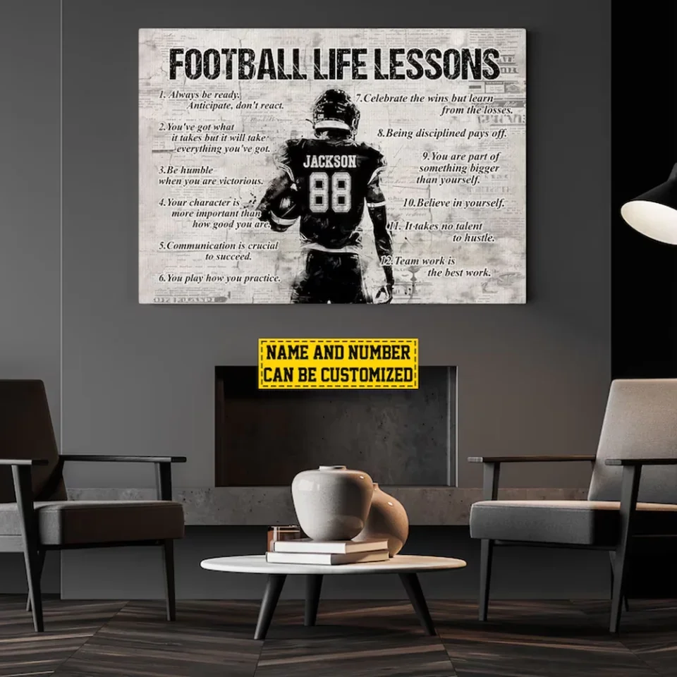 Football Life Lessons - Personalized Canvas Print - Football Poster Print -  Football Gift For Boy, Man, Fans - Image 4