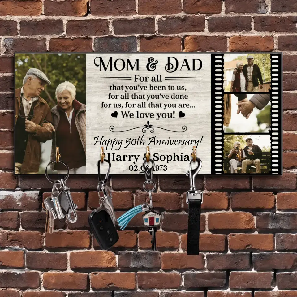 For All That You've Been To Us - Personalized Wooden Key Holder - Anniversary Gift For Mom And Dad - Image 4