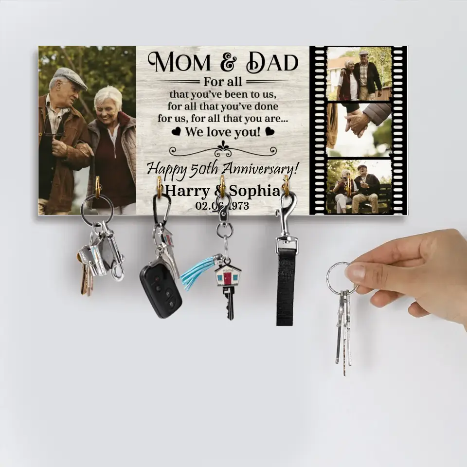 For All That You've Been To Us - Personalized Wooden Key Holder - Anniversary Gift For Mom And Dad - Image 5