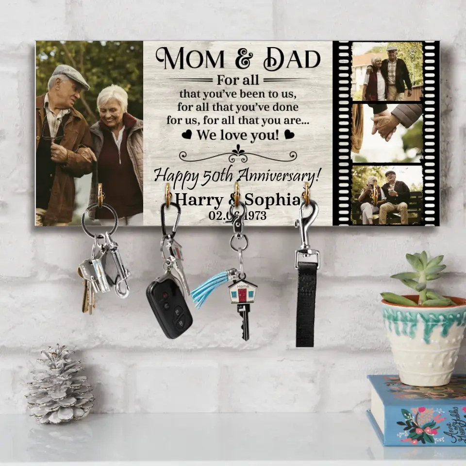 For All That You've Been To Us - Personalized Wooden Key Holder - Anniversary Gift For Mom And Dad - Image 6