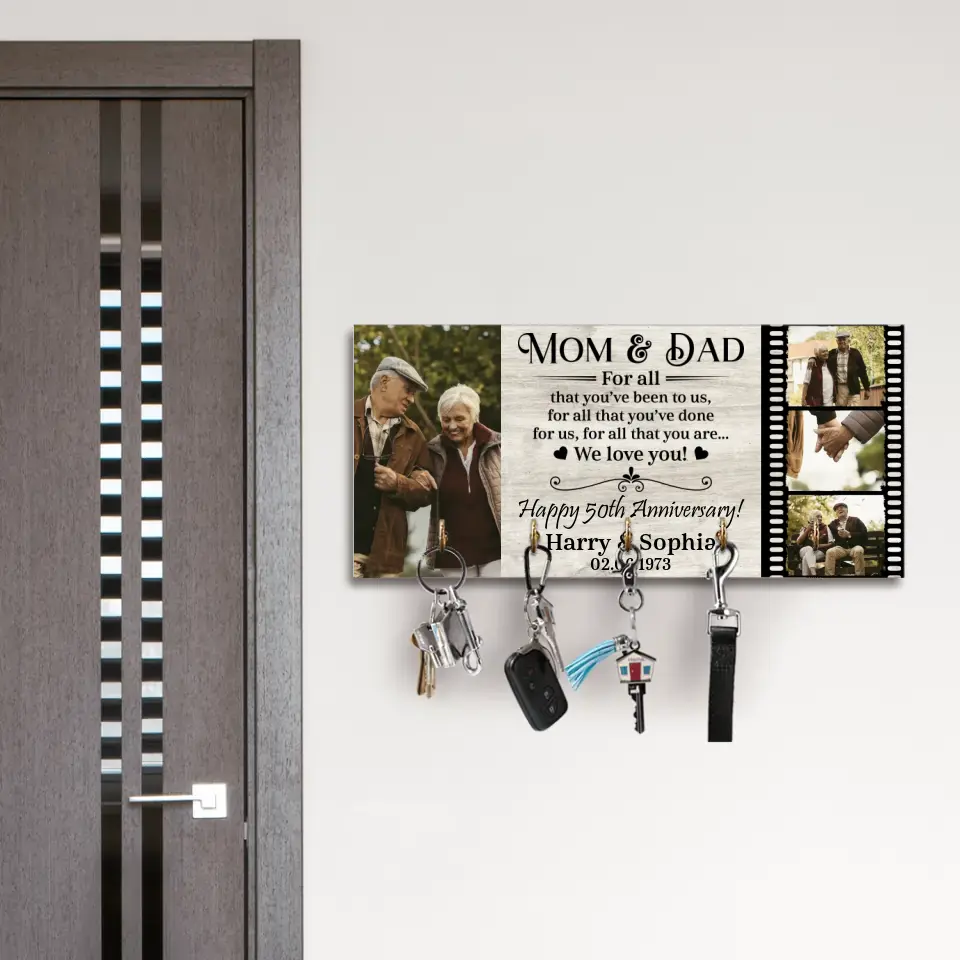 For All That You've Been To Us - Personalized Wooden Key Holder - Anniversary Gift For Mom And Dad - Image 7