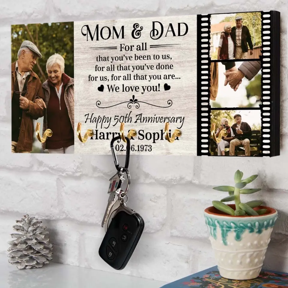 For All That You've Been To Us - Personalized Wooden Key Holder - Anniversary Gift For Mom And Dad - Image 8