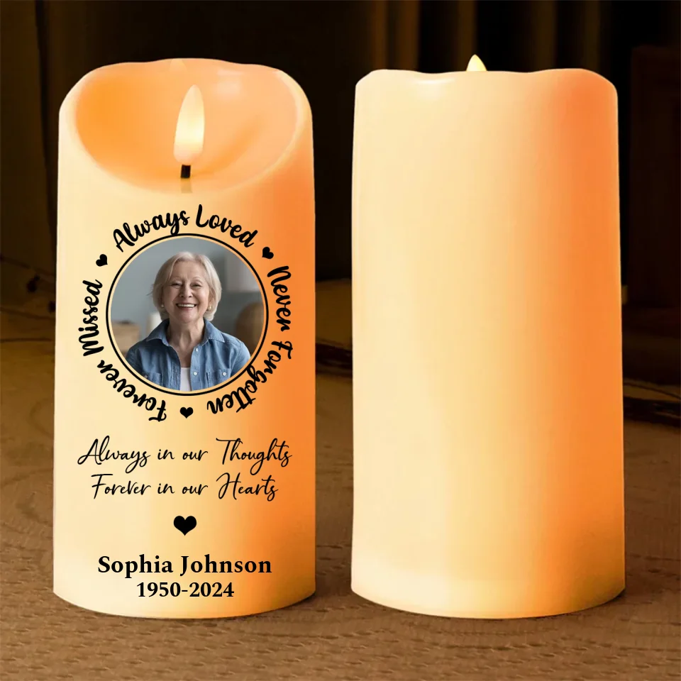 Forever Missed Always Loved Never Forgotten - Custom Led Candle - Memorial Gift For Him For Her