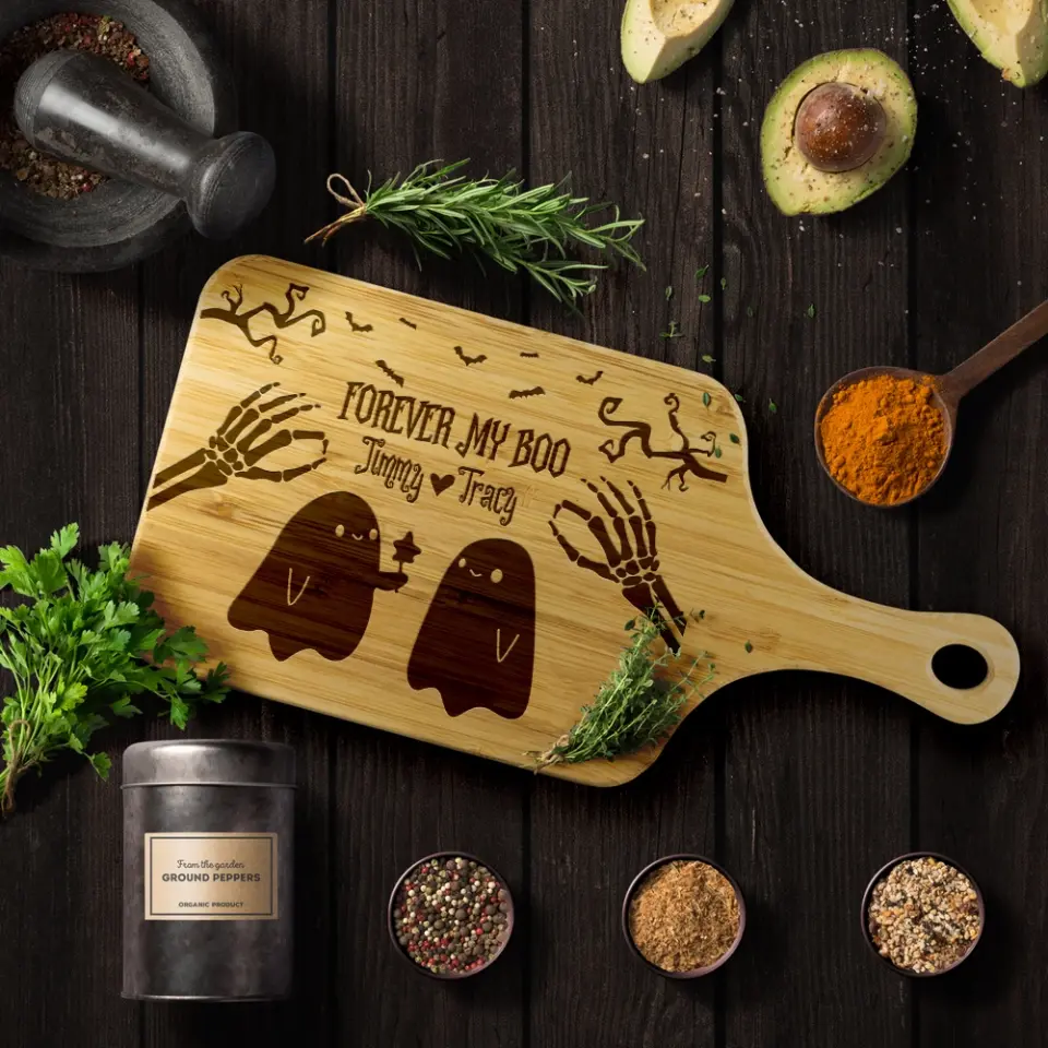 Forever My Boo Custom Wood Cutting Board Halloween Gifts For Couple - Image 11