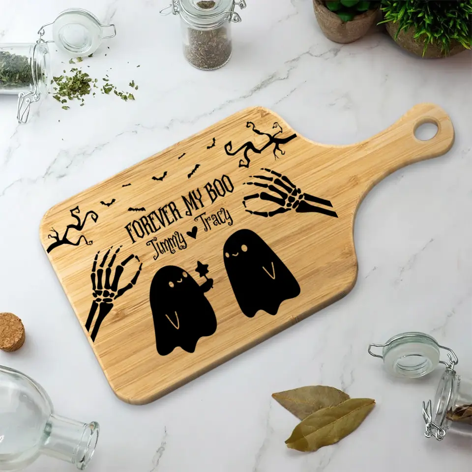 Forever My Boo Custom Wood Cutting Board Halloween Gifts For Couple - Image 2