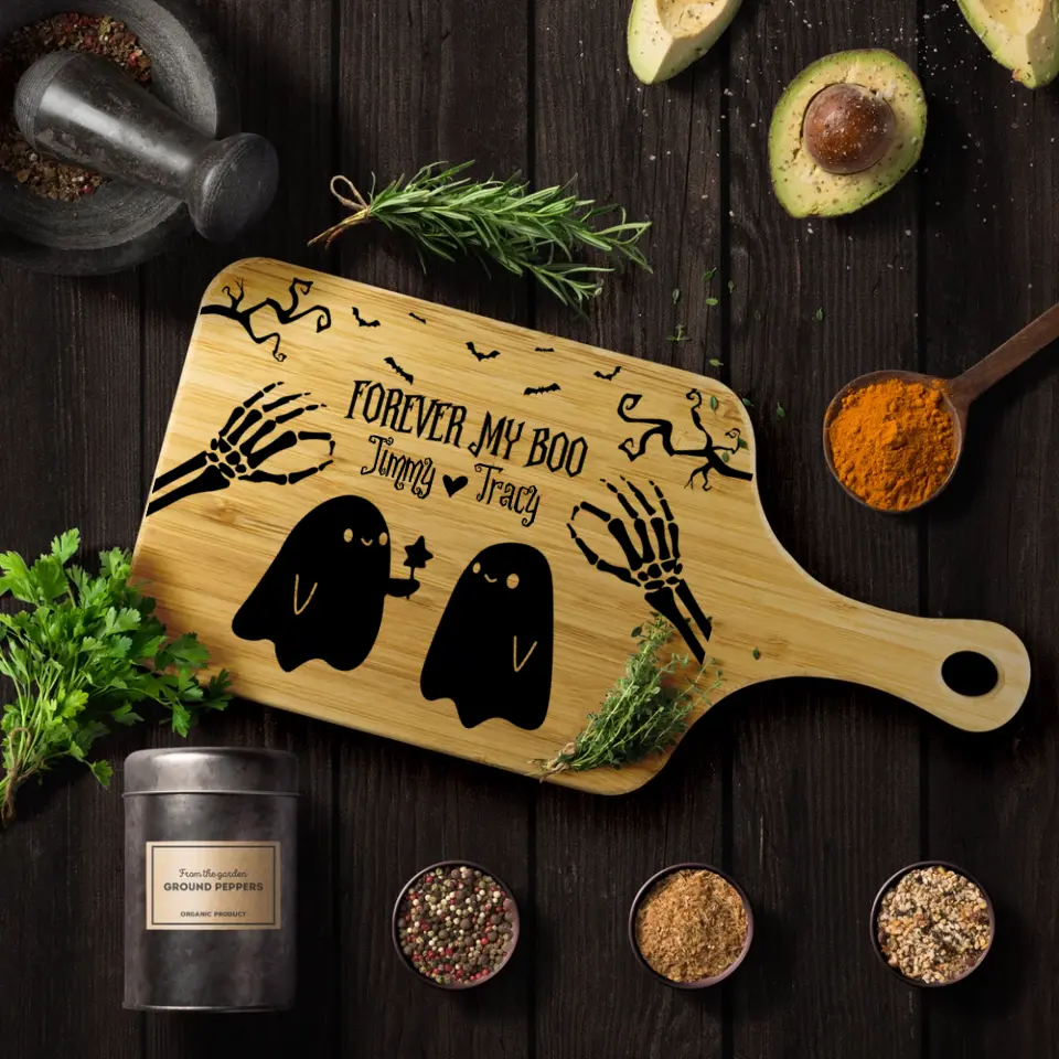 Forever My Boo Custom Wood Cutting Board Halloween Gifts For Couple - Image 8
