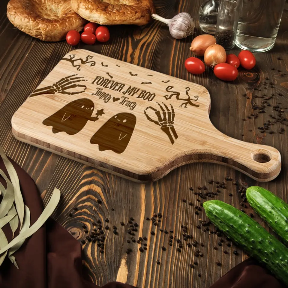 Forever My Boo Custom Wood Cutting Board Halloween Gifts For Couple - Image 9