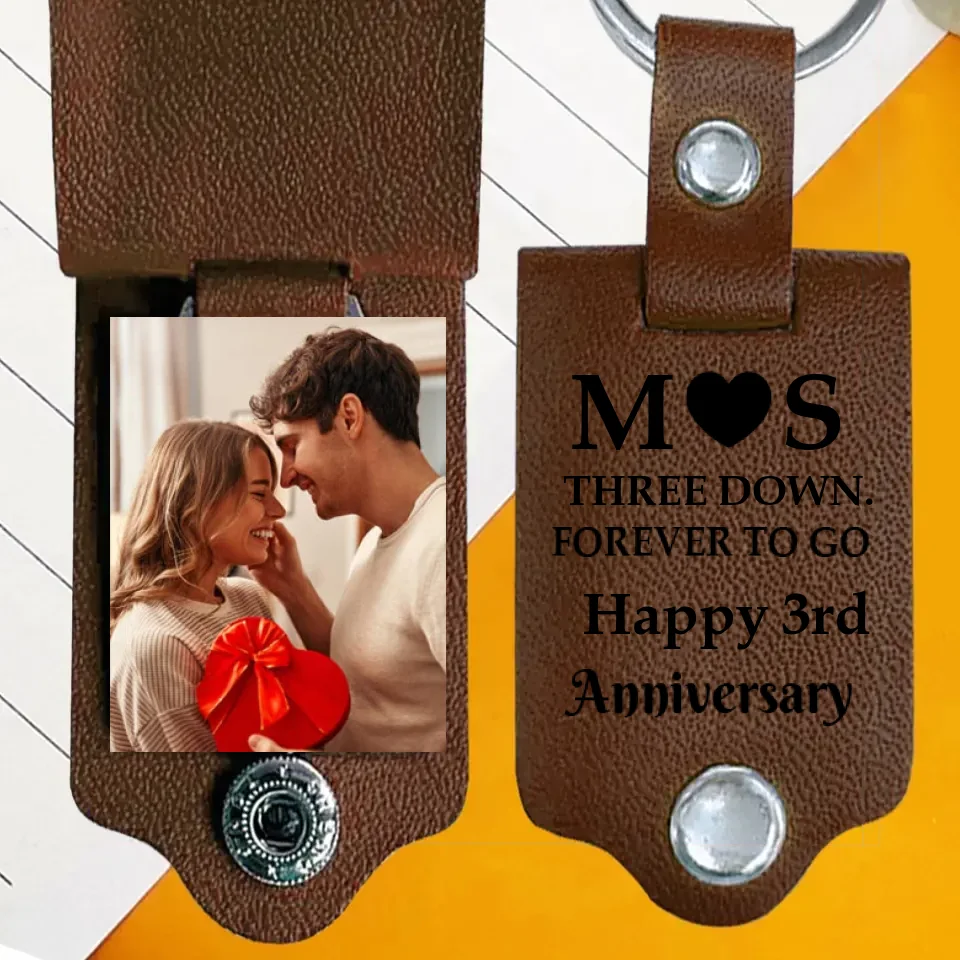 Forever to Go - Personalized Year of Anniversary Keychain - Leather Photo Keychain - Gift for Couples, Her, Him - Image 2