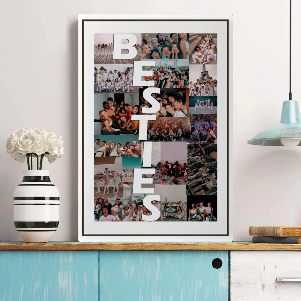 Friends Photo Collage Custom Canvas Poster Anniversary Gift For Friends - Image 4