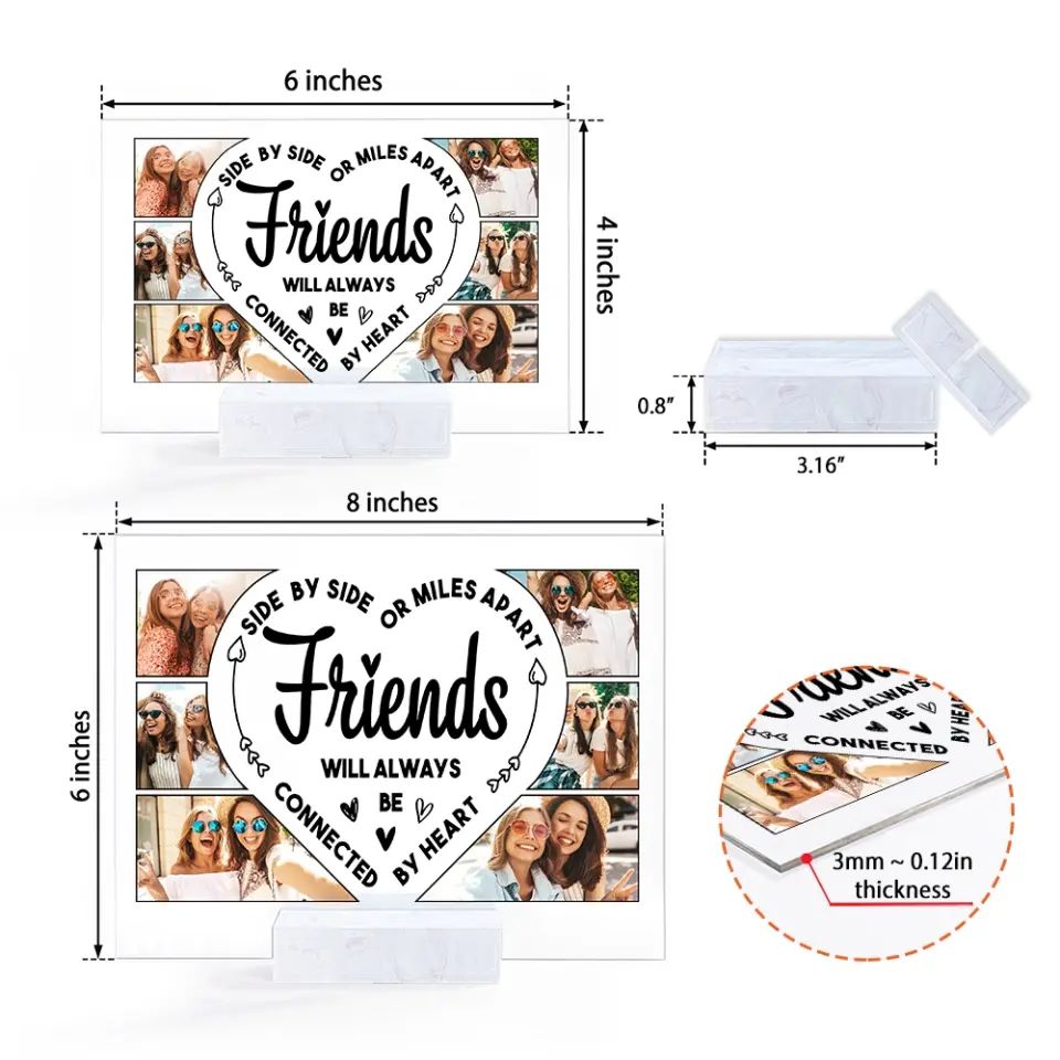Friends Will Always Be Connect By Heart - Upload Images Acrylic Plaque - Image 10