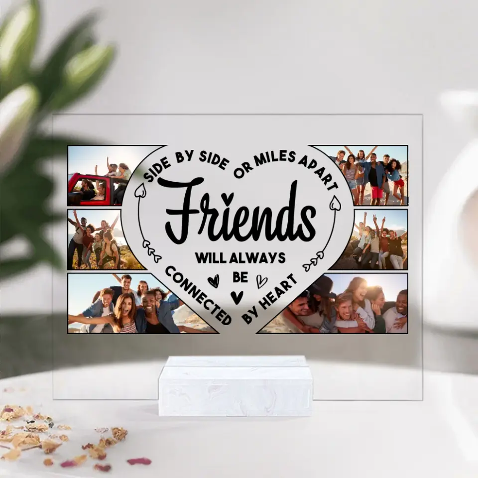 Friends Will Always Be Connect By Heart - Upload Images Acrylic Plaque - Image 2