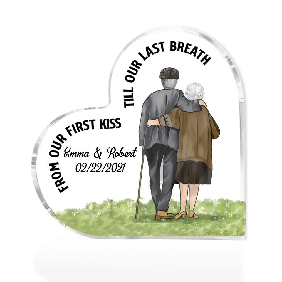 From Our First Kiss Till Our Last Breath Custom Acrylic Plaque Anniversary Gift For Old Couples - Image 2