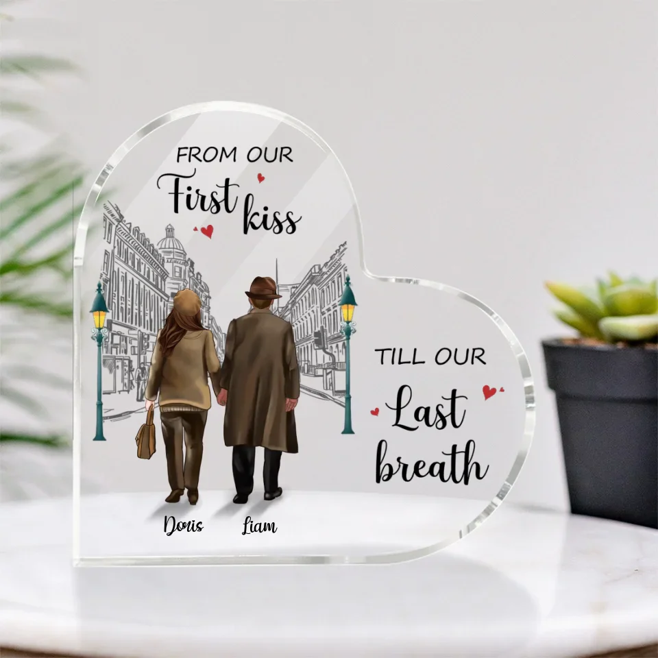 From Our First Kiss Till Our Last Breath - Personalized Heart Acrylic Plaque - Gift For Couple - Image 2