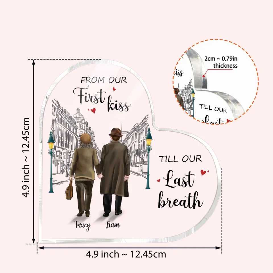 From Our First Kiss Till Our Last Breath - Personalized Heart Acrylic Plaque - Gift For Couple - Image 7