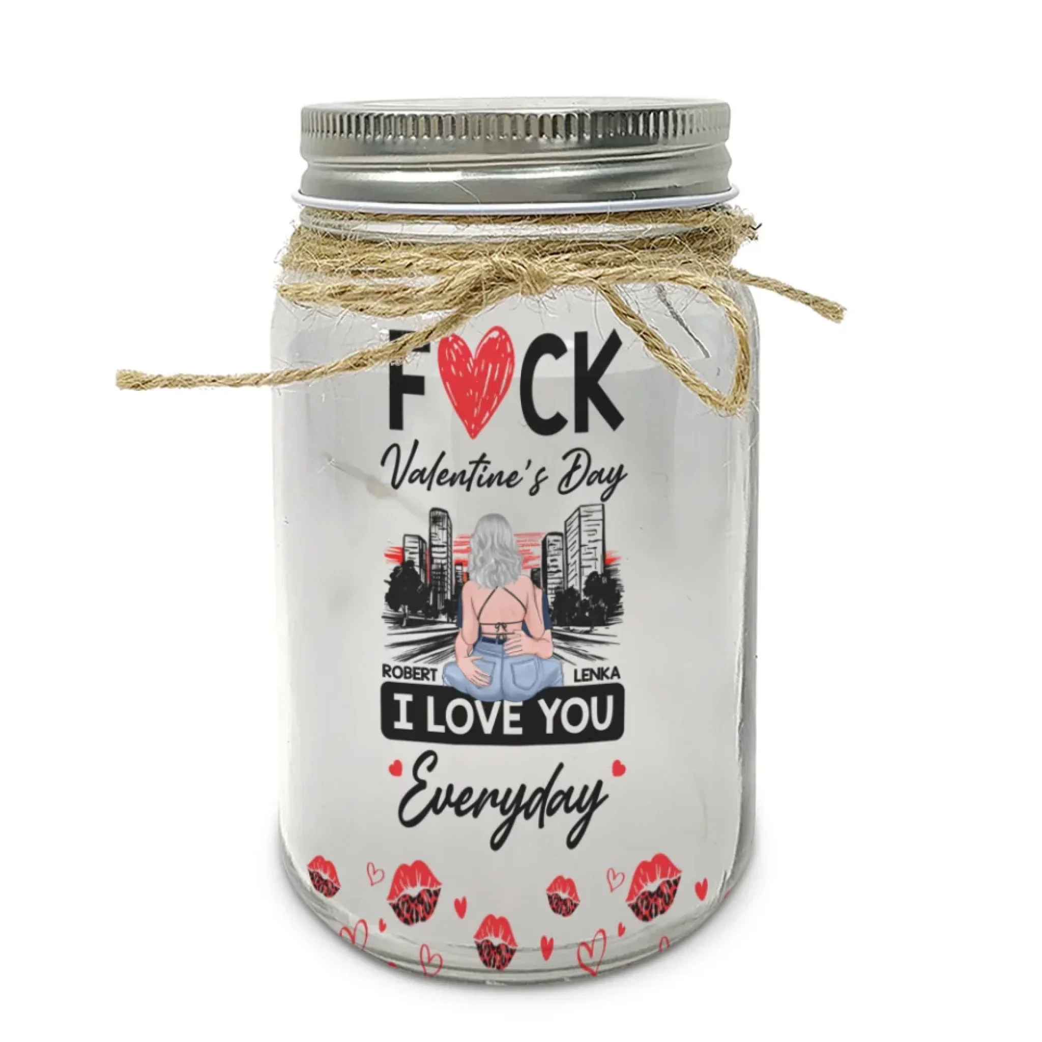 Fuck Valentine's Day I Love You Everyday - Personalized Mason Jar Light - Image 8