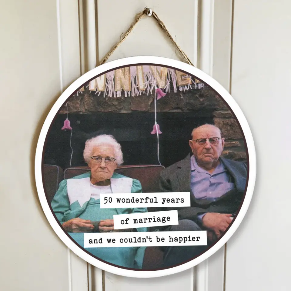 Couple Wooden Sign Funny Anniversary Gift for Parents Grandparents Round Wooden Sign - Image 3