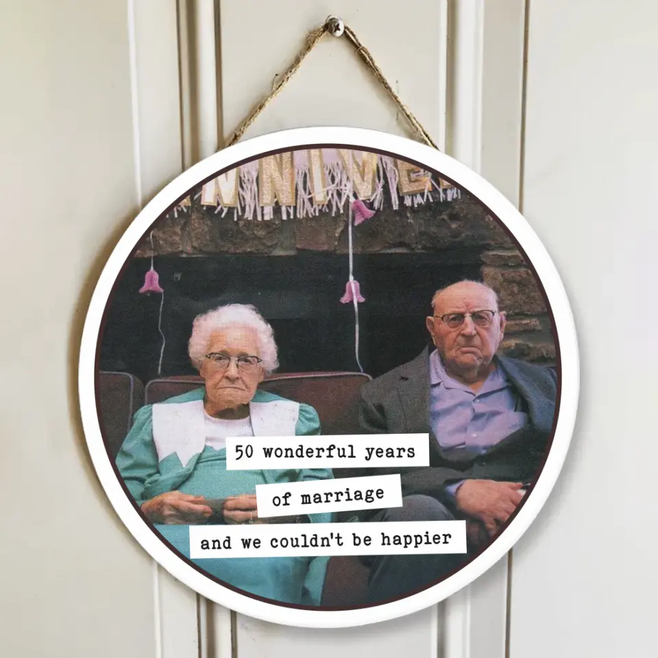 Couple Wooden Sign Funny Anniversary Gift for Parents Grandparents Round Wooden Sign - Image 4