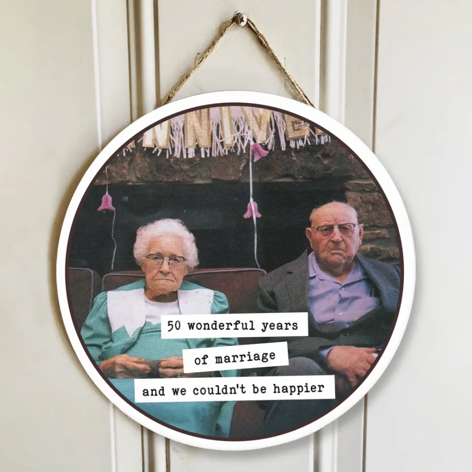 Couple Wooden Sign Funny Anniversary Gift for Parents Grandparents Round Wooden Sign - Image 6