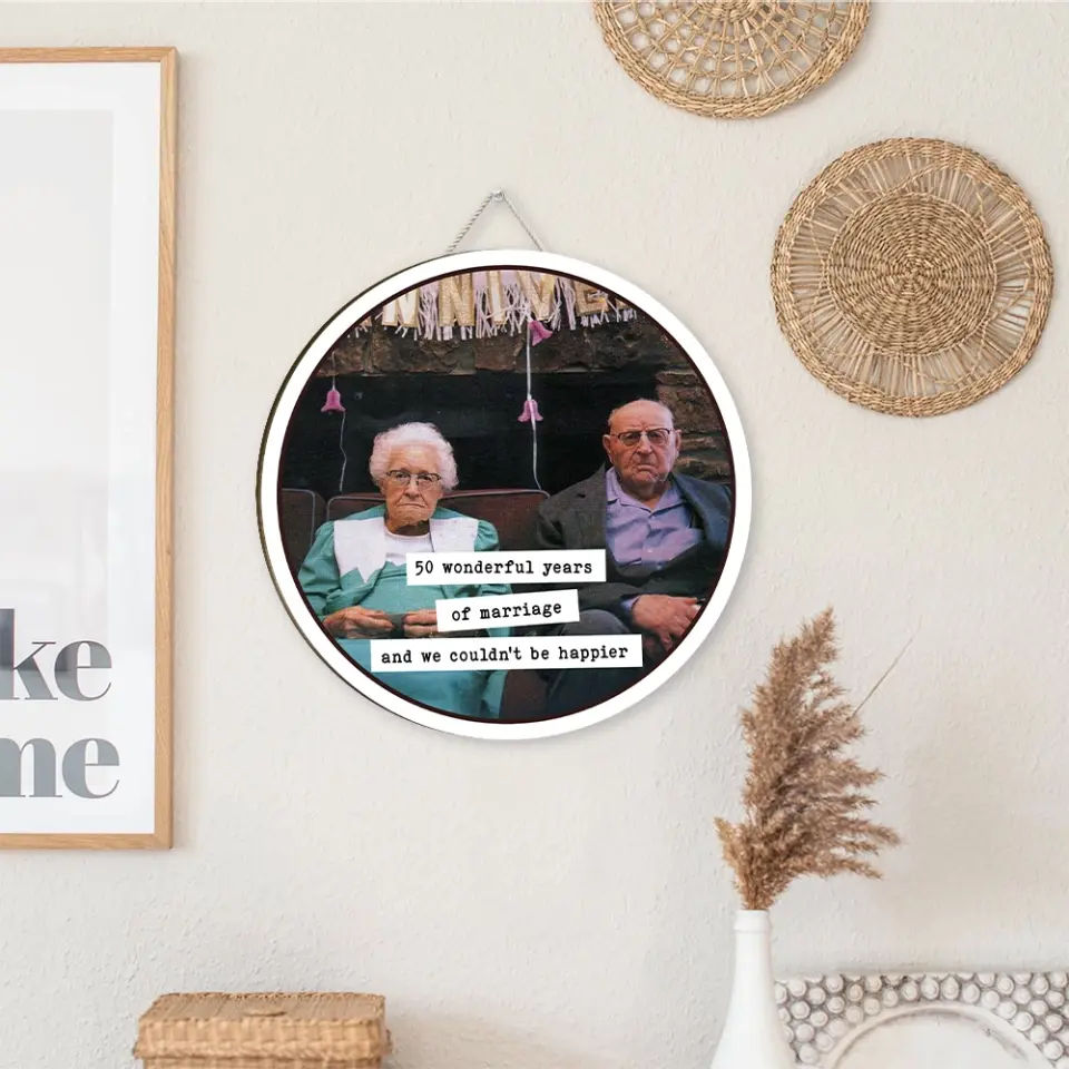 Couple Wooden Sign Funny Anniversary Gift for Parents Grandparents Round Wooden Sign - Image 8