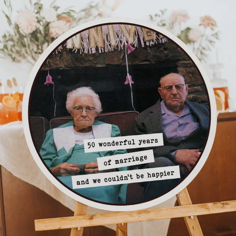 Couple Wooden Sign Funny Anniversary Gift for Parents Grandparents Round Wooden Sign - Image 9