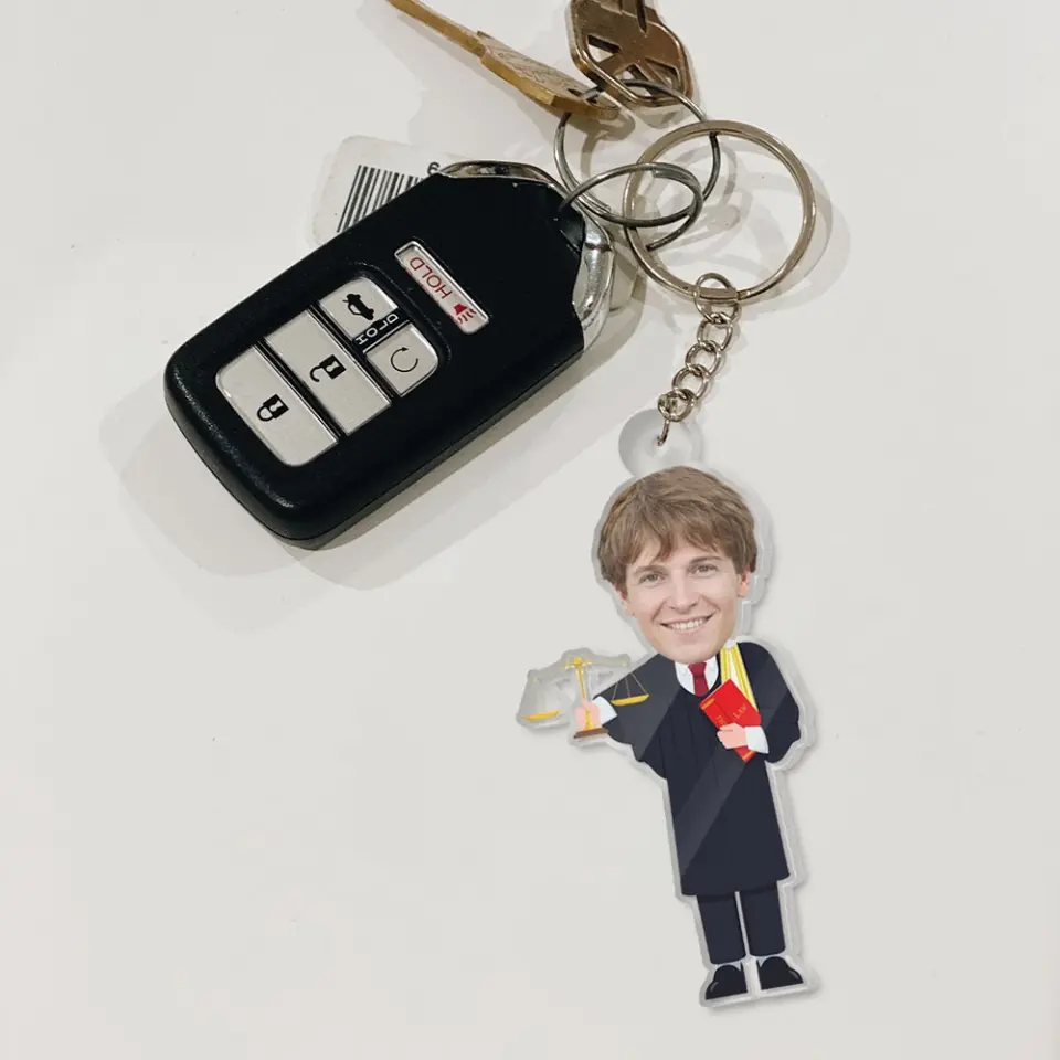 Funny Lawyer With Custom Face Acrylic Keychain - Image 3