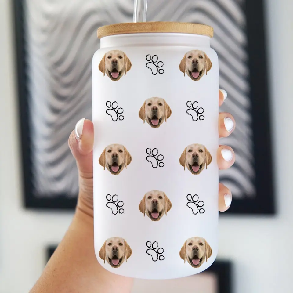 Funny Pattern With Custom Face Frosted Glass Can - Image 5