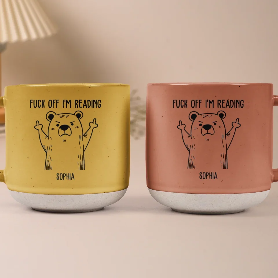 Funny F*ck Off I Am Reading - Personalized 12oz Pottery Mug - Gift for Reading Lover, Booknerd, Bookaholic, Bookworm - Image 3