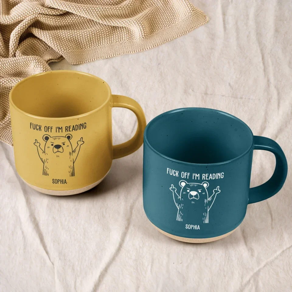 Funny F*ck Off I Am Reading - Personalized 12oz Pottery Mug - Gift for Reading Lover, Booknerd, Bookaholic, Bookworm - Image 4