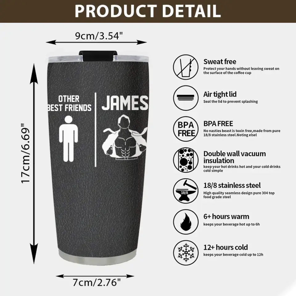 Funny Sarcastic, Other Best Friends - Personalized Stainless Tumbler - Funny Gift For Best Friend - Image 4