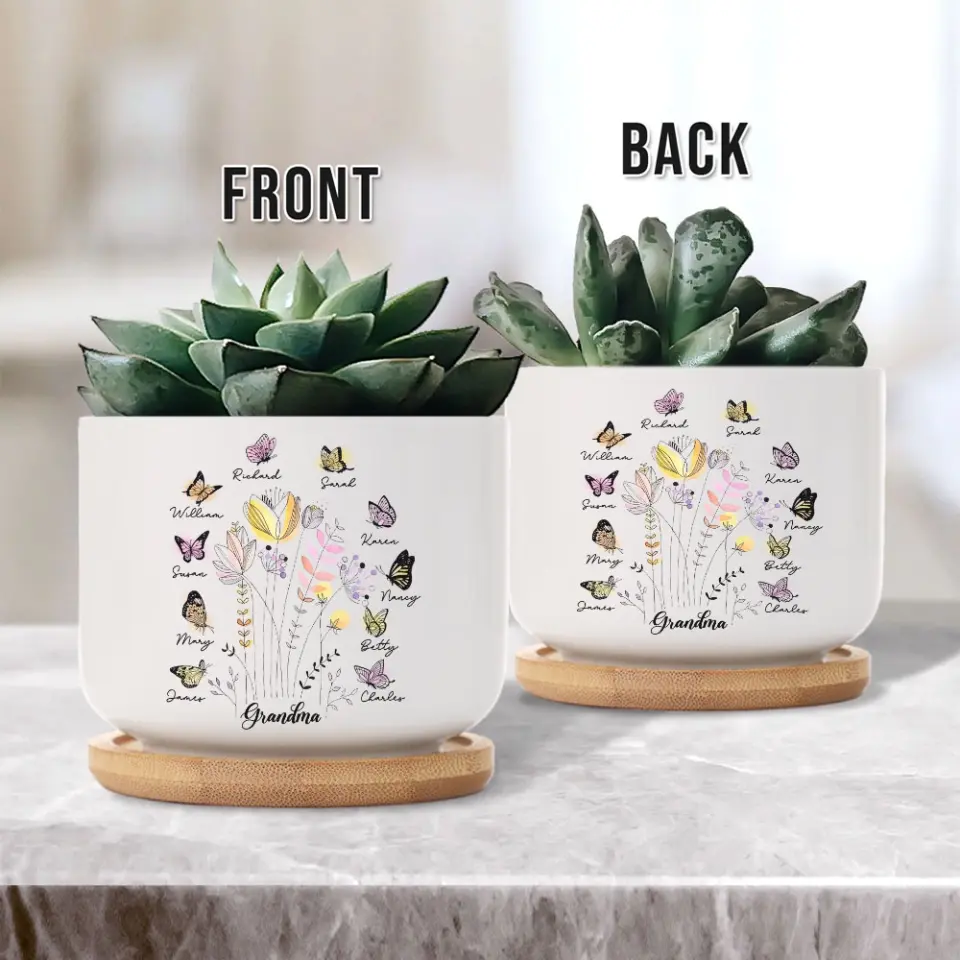 Garden Of FLower With Children's Names - Personalized Ceramic Plant Pot - Gift For Grandma - Image 7