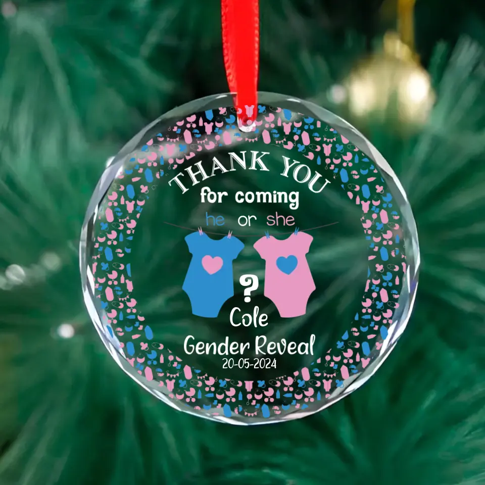 Gender Reveal Party Gifts Boy or Girl Cute Glass Ornament Hanging Decor - Image 5