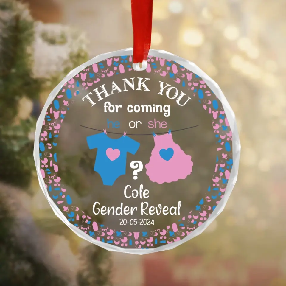 Gender Reveal Party Gifts Boy or Girl Cute Glass Ornament Hanging Decor - Image 6
