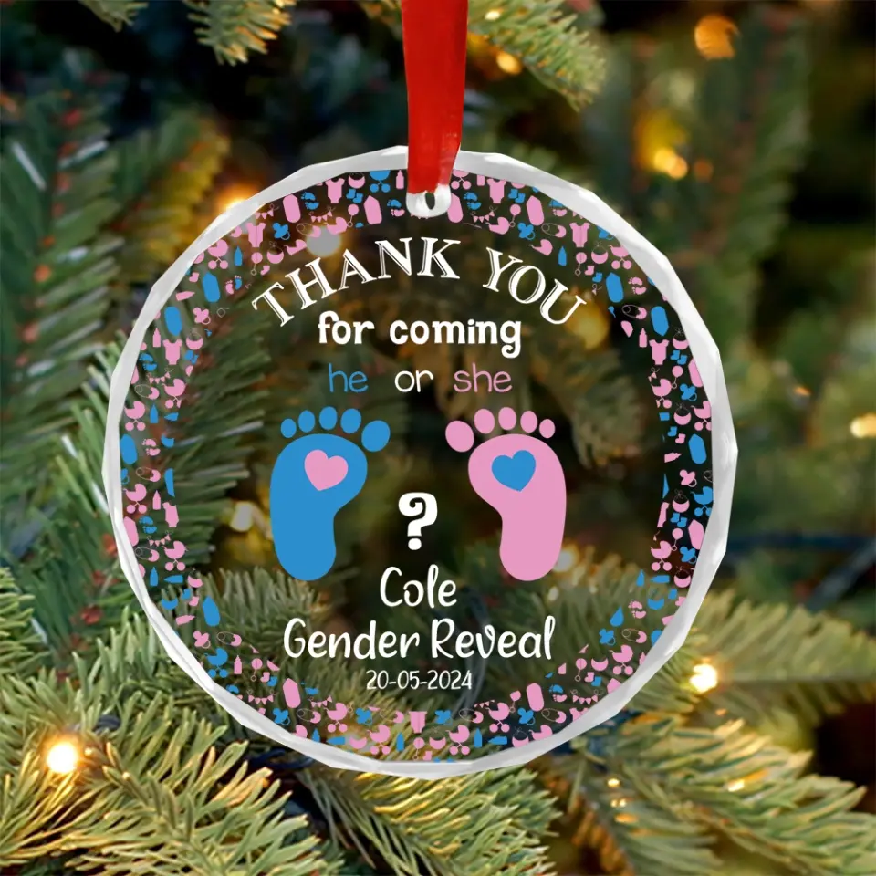 Gender Reveal Party Gifts Boy or Girl Cute Glass Ornament Hanging Decor - Image 7