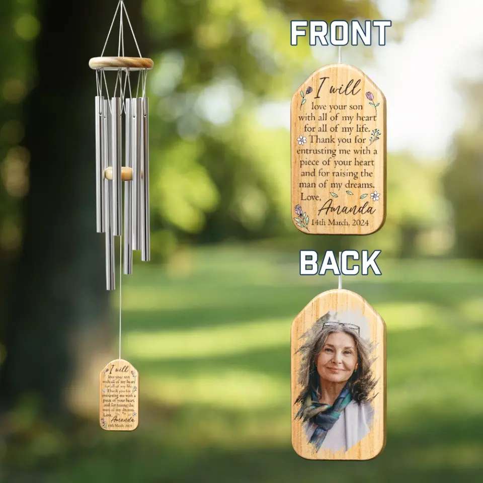Gift for Mother- In- Law Thank You for Raising the Man of My Dreams Wind Chimes - Image 3
