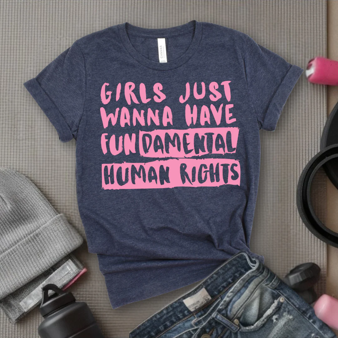 Girl Just Wanna Have Fundamental Human Rights T-shirt - Unisex Jersey Short Sleeve Shirt - Women Empowerment Inspired Tee - Gift for Her, Self Gift - Bella Canvas 3001 - Image 2