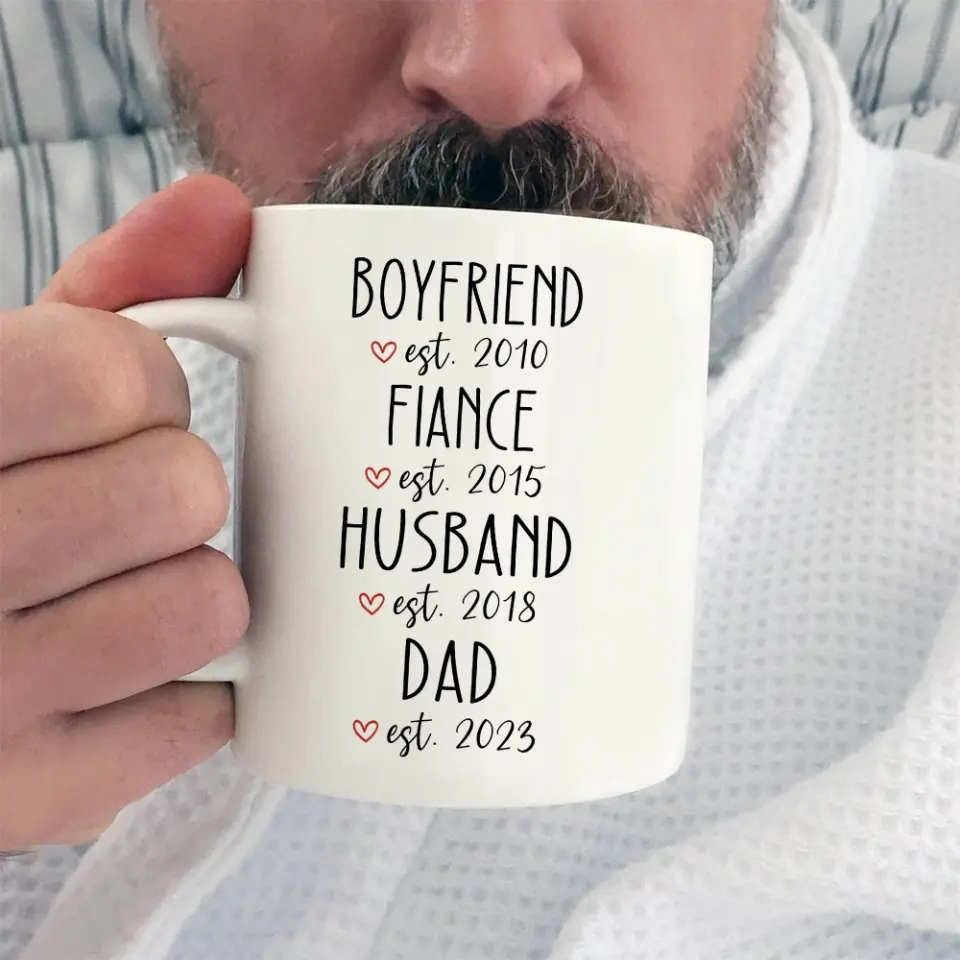 Girlfriend/Boyfriend Fiancee/Fiance Wife/Husband Mom/Dad Personalized White Mug - Image 4
