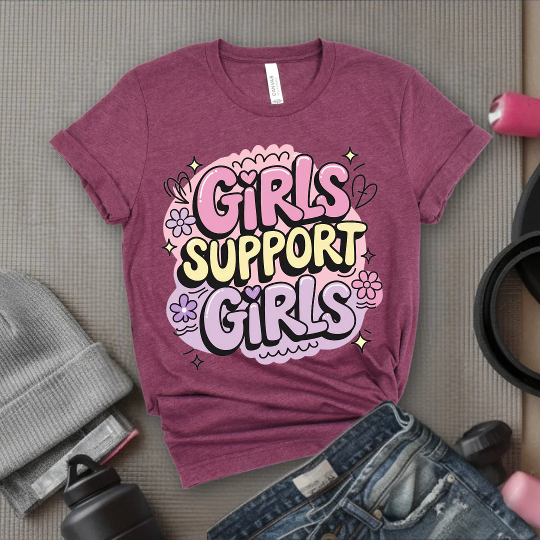 Girls Support Girls Y2K Style - Women Right Tee - Unisex Jersey Short Sleeve Shirt - Women Empowerment Gift for Her, Female Friends - Bella Canvas 3001 - Image 4