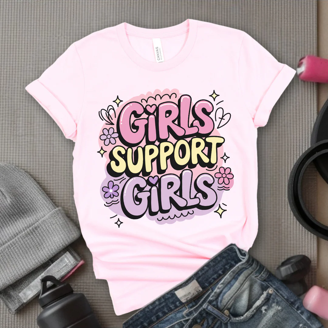 Girls Support Girls Y2K Style - Women Right Tee - Unisex Jersey Short Sleeve Shirt - Women Empowerment Gift for Her, Female Friends - Bella Canvas 3001 - Image 6