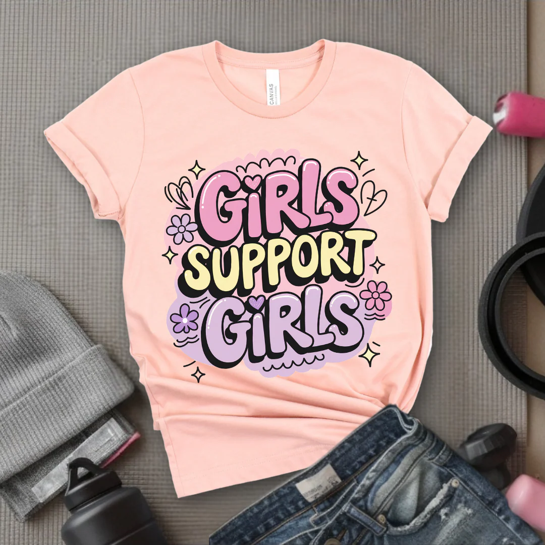 Girls Support Girls Y2K Style - Women Right Tee - Unisex Jersey Short Sleeve Shirt - Women Empowerment Gift for Her, Female Friends - Bella Canvas 3001 - Image 8